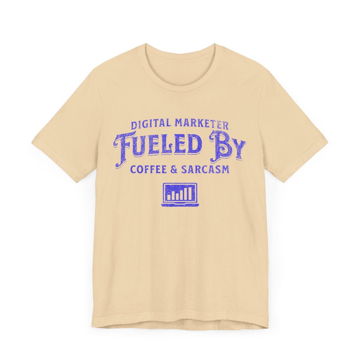 Digital Marketer Fueled by Coffee and Sarcasm (Blue print) - T-Shirt - WFH Shirts