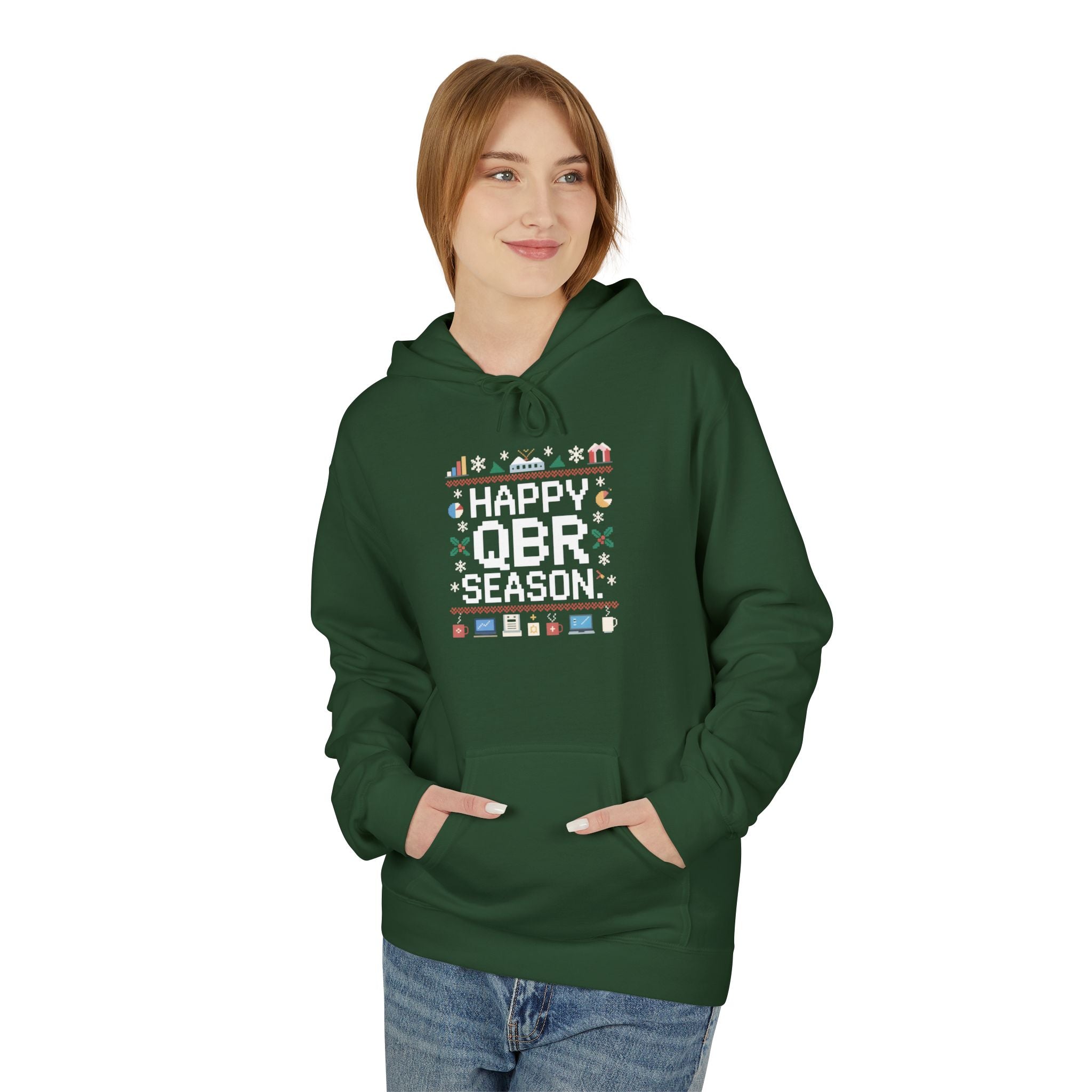 Happy QBR Season Knit Design -  Unisex Midweight Hoodie