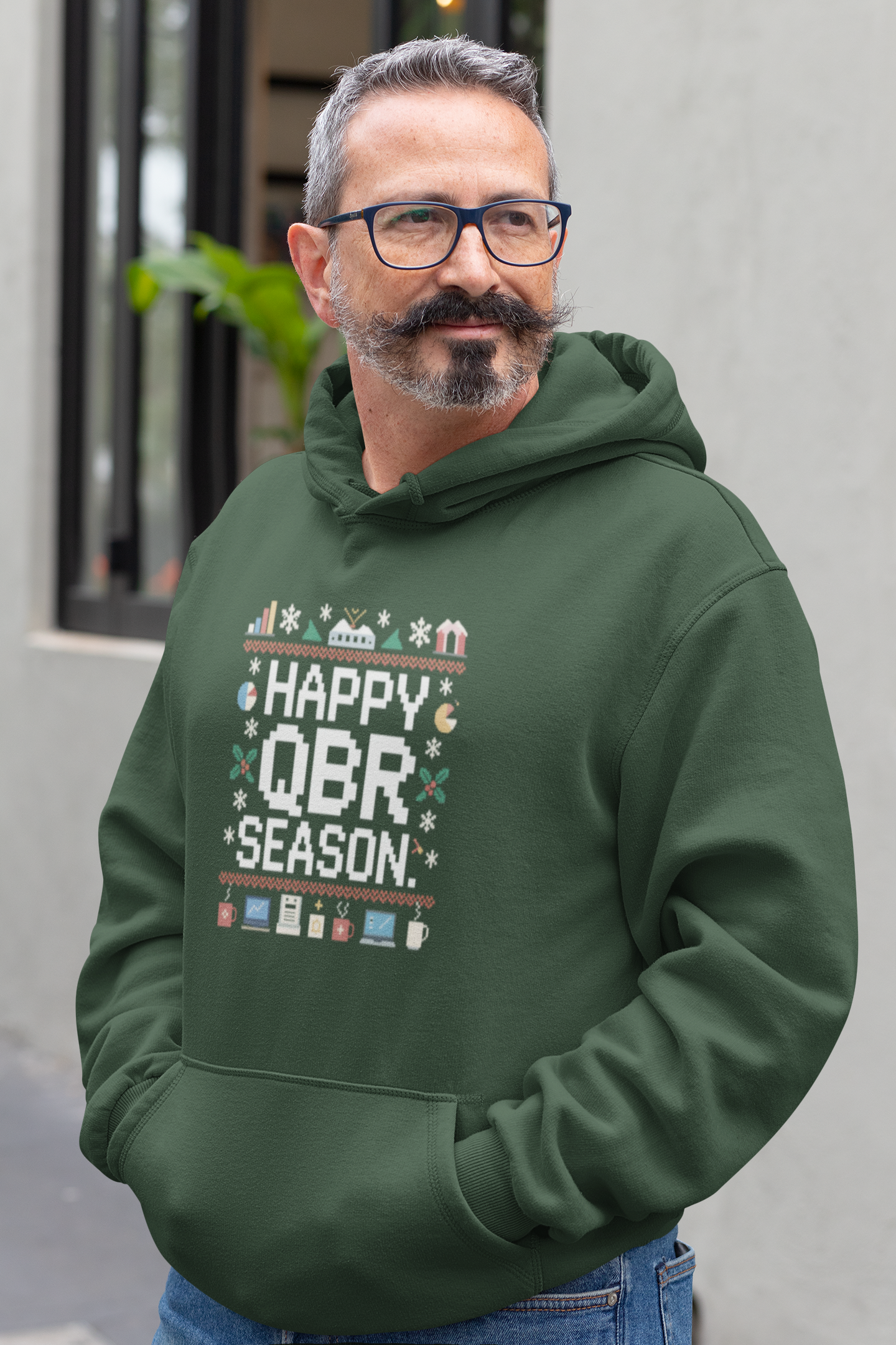 Happy QBR Season Knit Design -  Unisex Midweight Hoodie