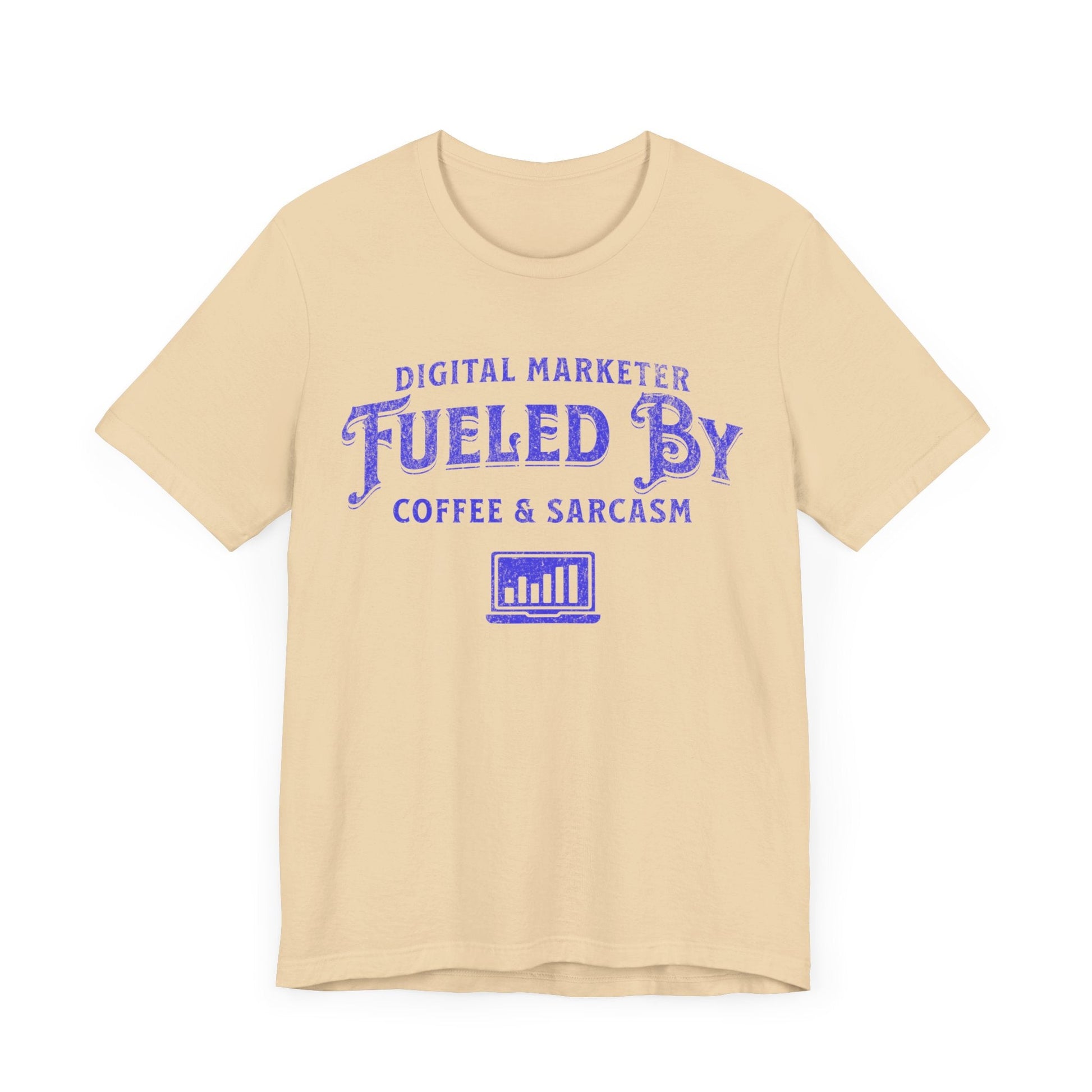 Digital Marketer Fueled by Coffee and Sarcasm (Blue print) - T-Shirt - WFH Shirts