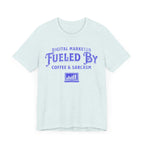 Digital Marketer Fueled by Coffee and Sarcasm (Blue print) - T-Shirt - WFH Shirts