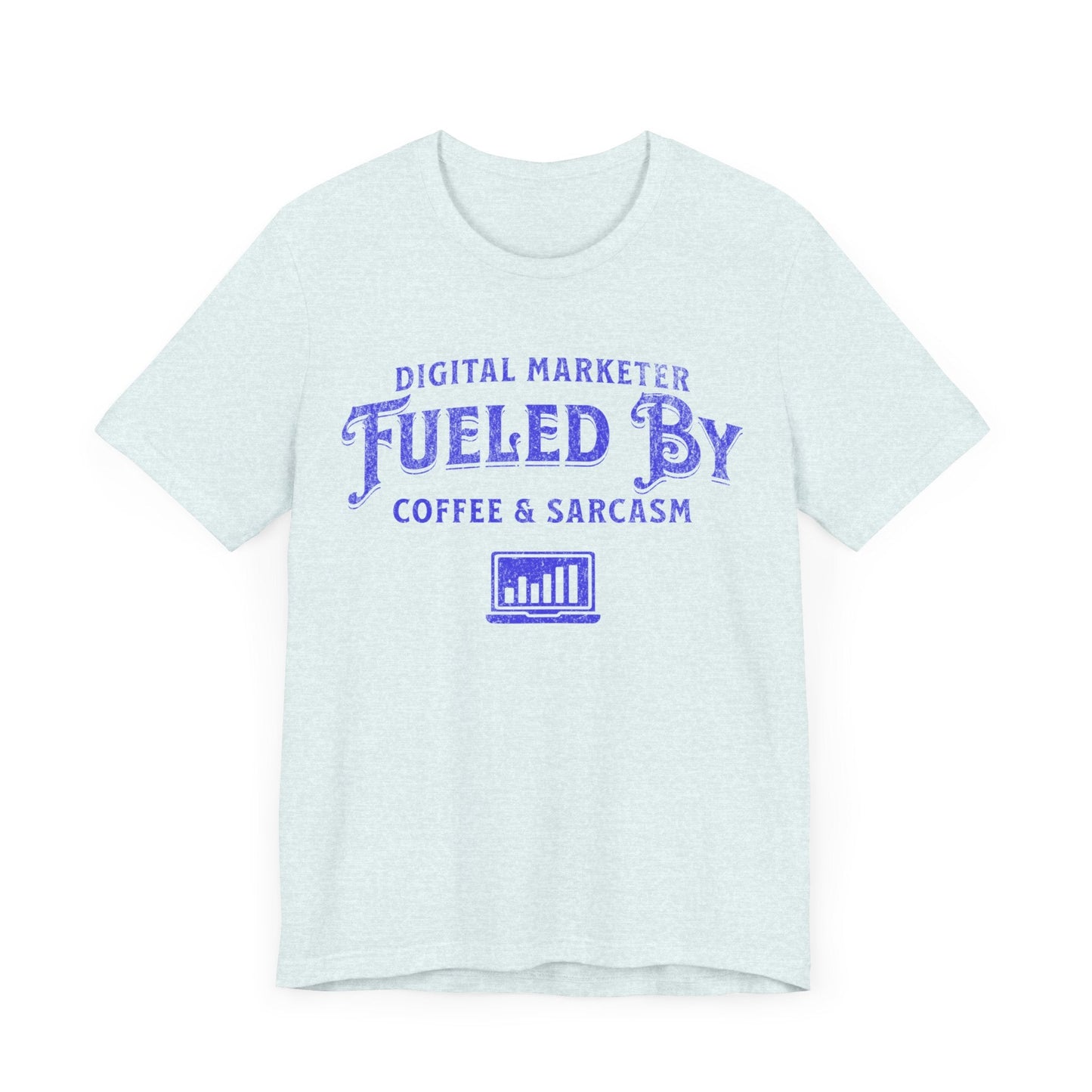 Digital Marketer Fueled by Coffee and Sarcasm (Blue print) - T-Shirt - WFH Shirts