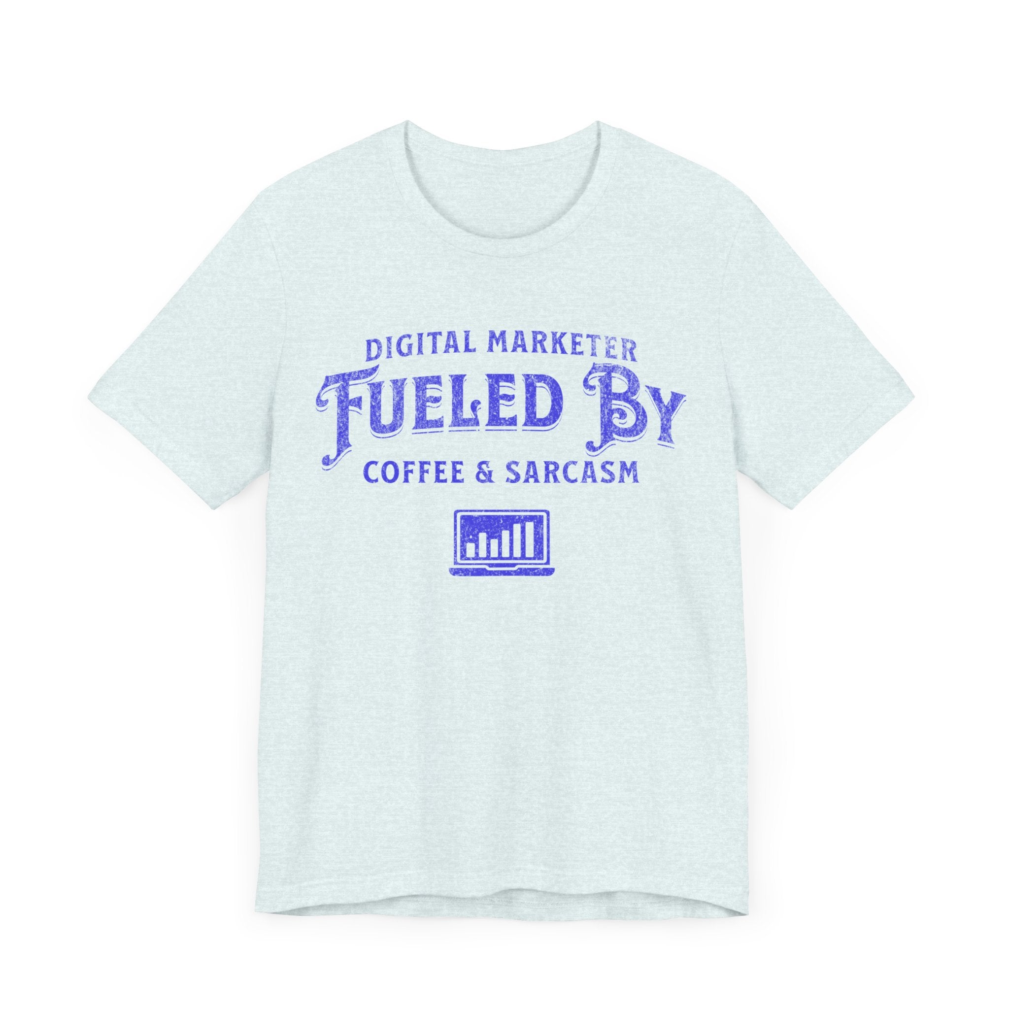 Digital Marketer Fueled by Coffee and Sarcasm (Blue print) - T-Shirt - WFH Shirts