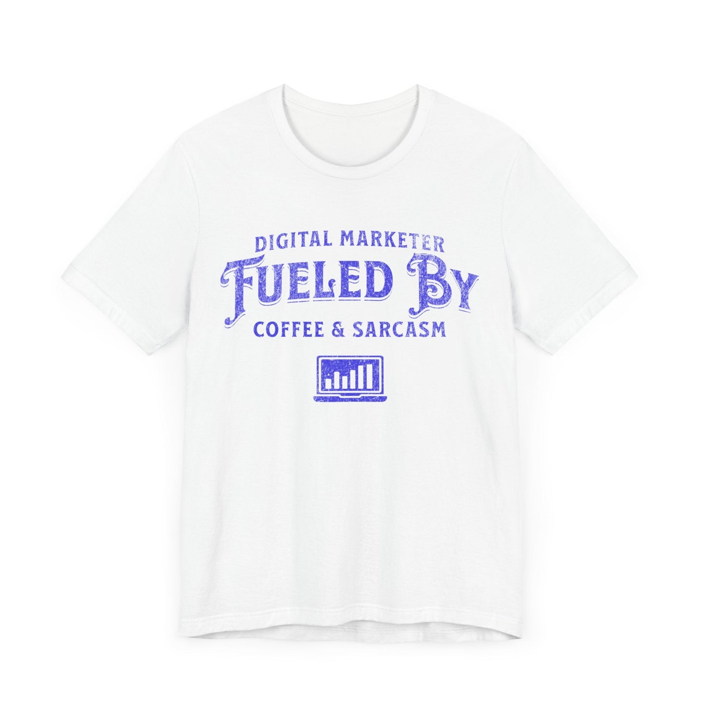 Digital Marketer Fueled by Coffee and Sarcasm (Blue print) - T-Shirt - WFH Shirts