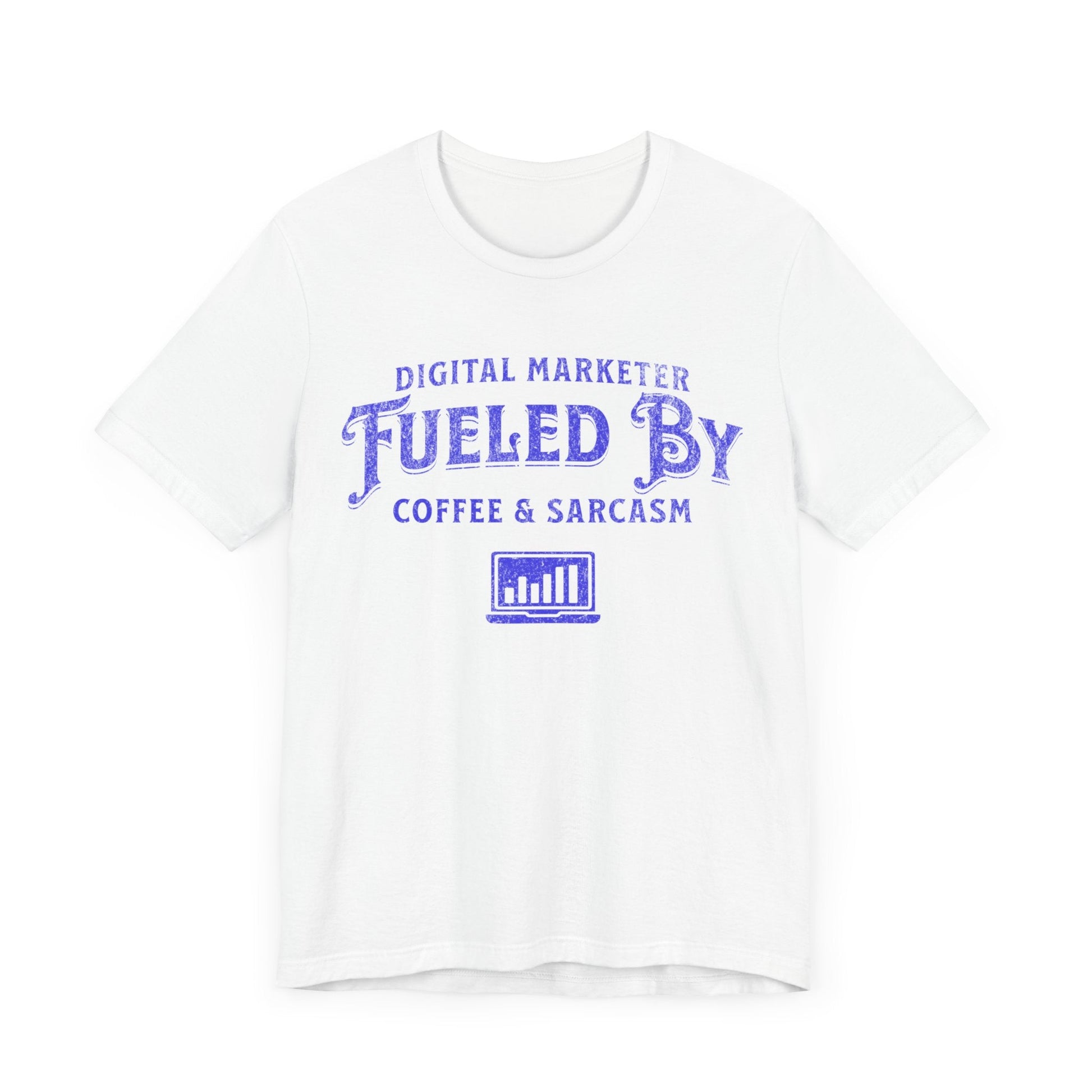 Digital Marketer Fueled by Coffee and Sarcasm (Blue print) - T-Shirt - WFH Shirts