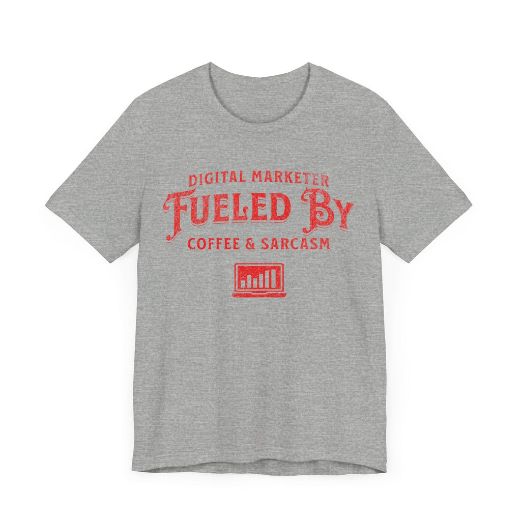 Digital Marketer Fueled by Coffee and Sarcasm (Red print) - T-Shirt - WFH Shirts