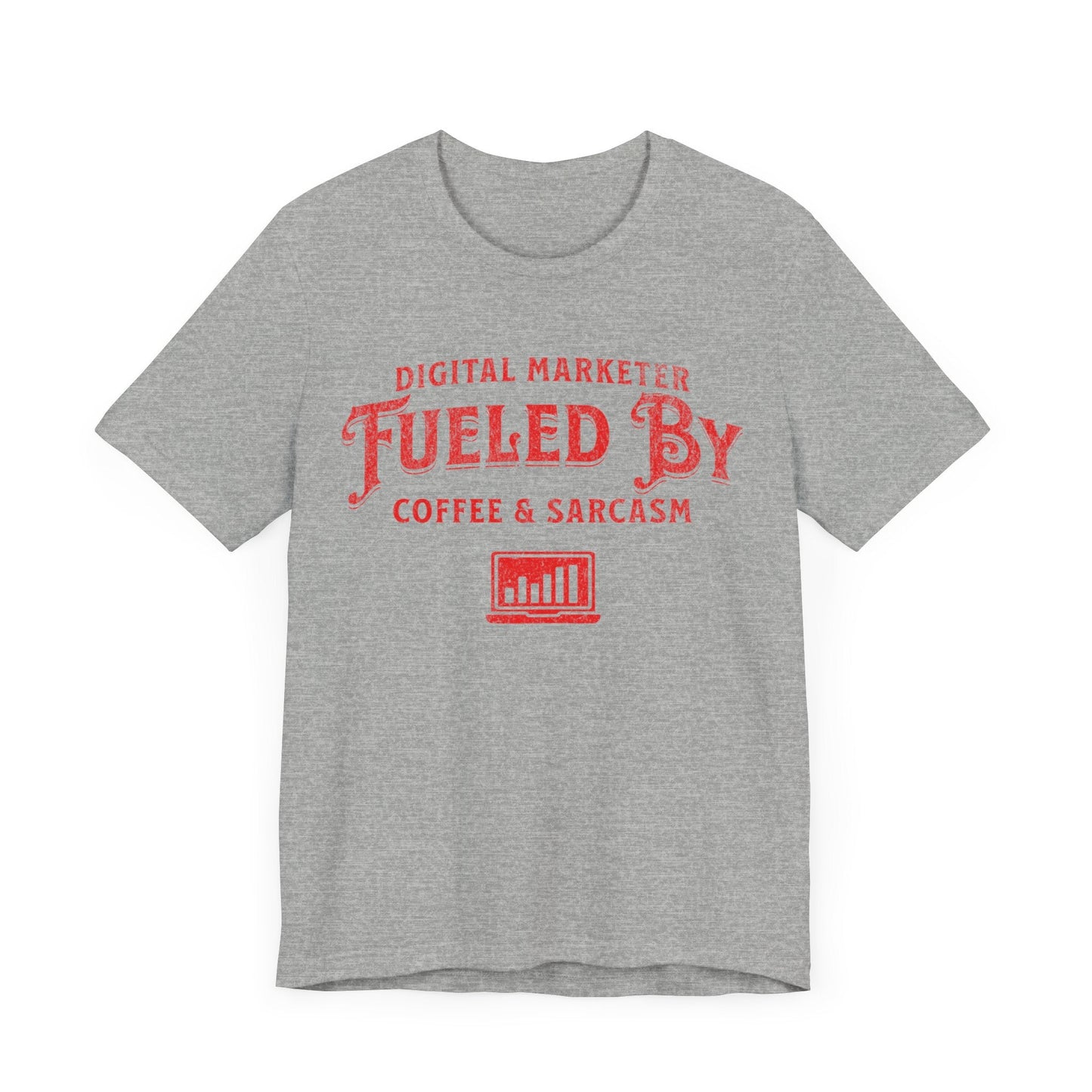 Digital Marketer Fueled by Coffee and Sarcasm (Red print) - T-Shirt - WFH Shirts