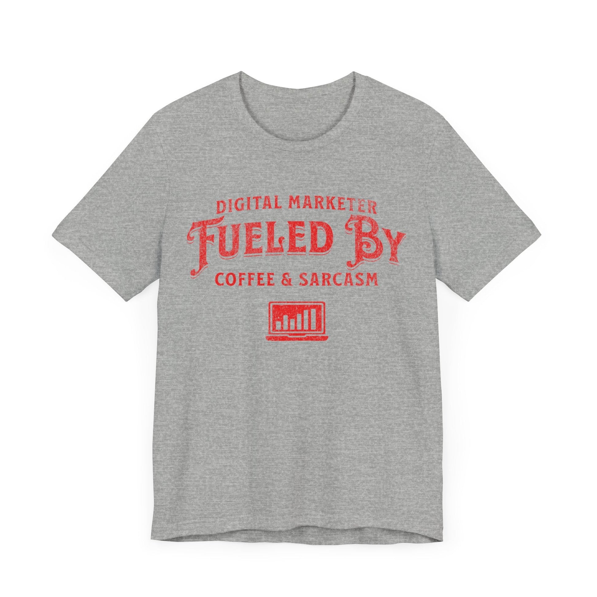 Digital Marketer Fueled by Coffee and Sarcasm (Red print) - T-Shirt - WFH Shirts