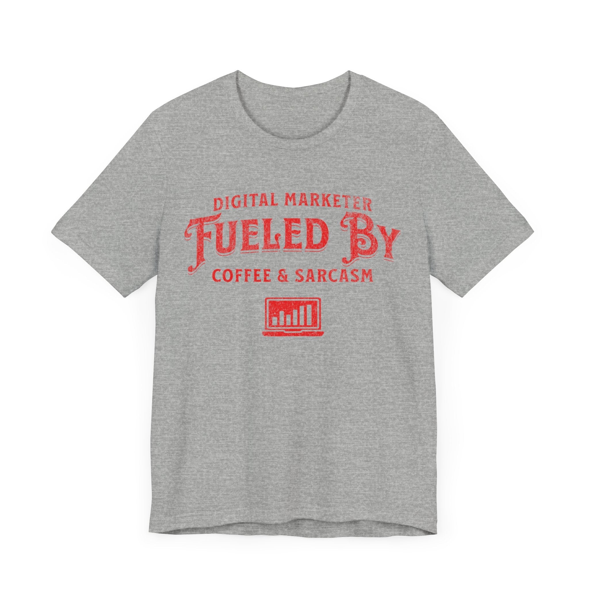 Digital Marketer Fueled by Coffee and Sarcasm (Red print) - T-Shirt - WFH Shirts
