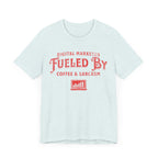 Digital Marketer Fueled by Coffee and Sarcasm (Red print) - T-Shirt - WFH Shirts