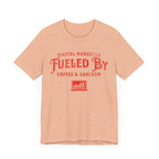 Digital Marketer Fueled by Coffee and Sarcasm (Red print) - T-Shirt - WFH Shirts