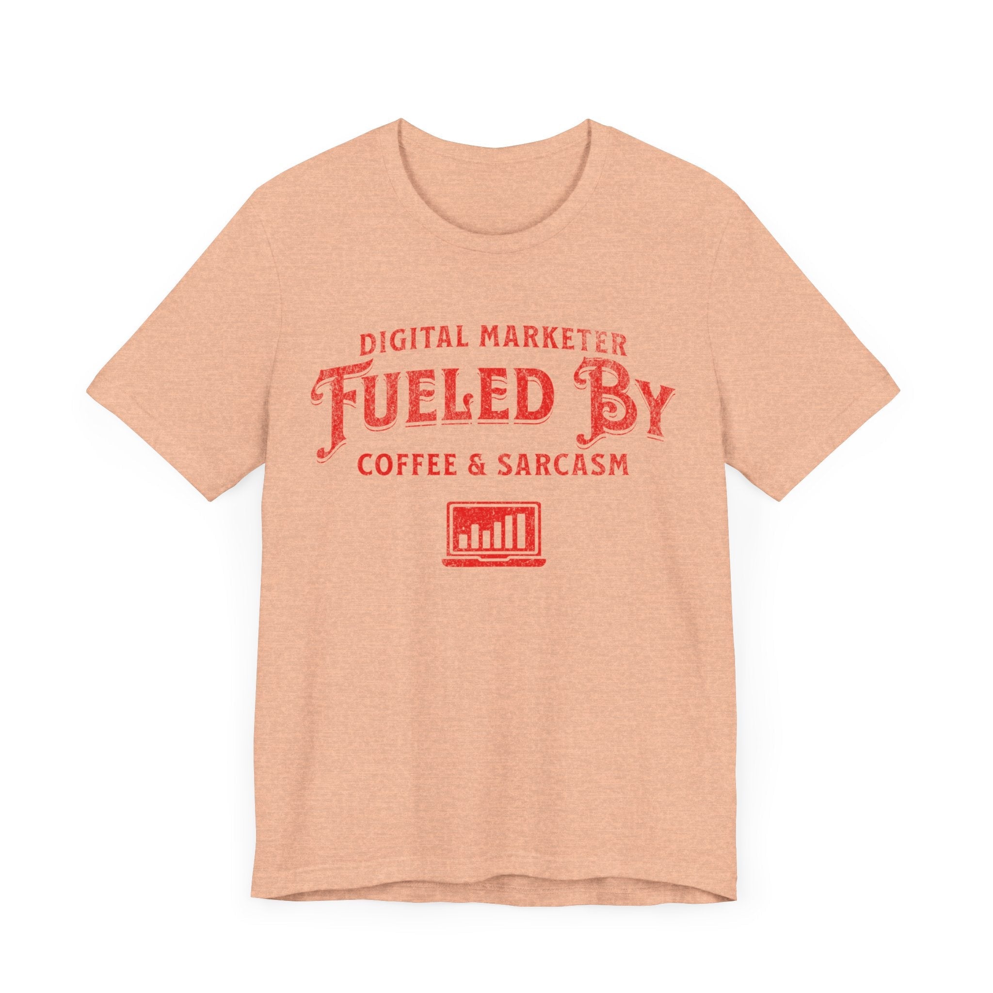 Digital Marketer Fueled by Coffee and Sarcasm (Red print) - T-Shirt - WFH Shirts